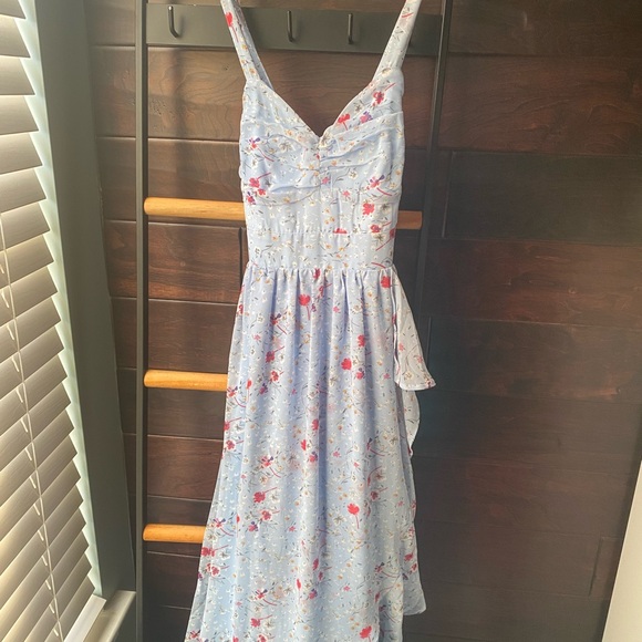 Lulus Dresses & Skirts - Lulu's Light Blue Floral Maxi Dress with Pink Accents